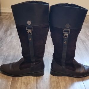 Anne Klein Riding Boots Brown Leather /Suede